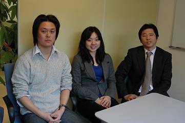 お話しを伺った菓秀苑森長の 中央:森さん、フォアフロント株式会社の 右:浜本さん、左:片上さん
