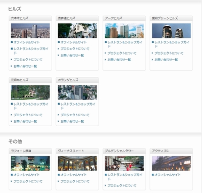 各商業施設のサイトへのリンク