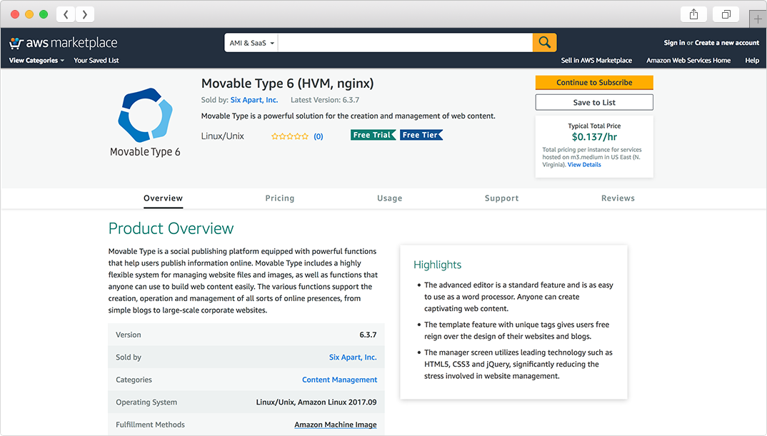 Movable Type for AWS