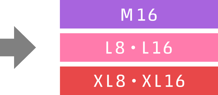 M16 / L8 / L16 / XL8・XL16 