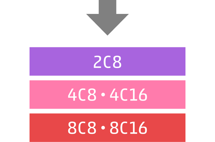 2C8 / 4C8・4C16 / 8C8・8C16 