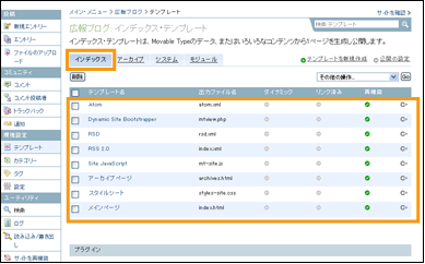 インデックス・テンプレート