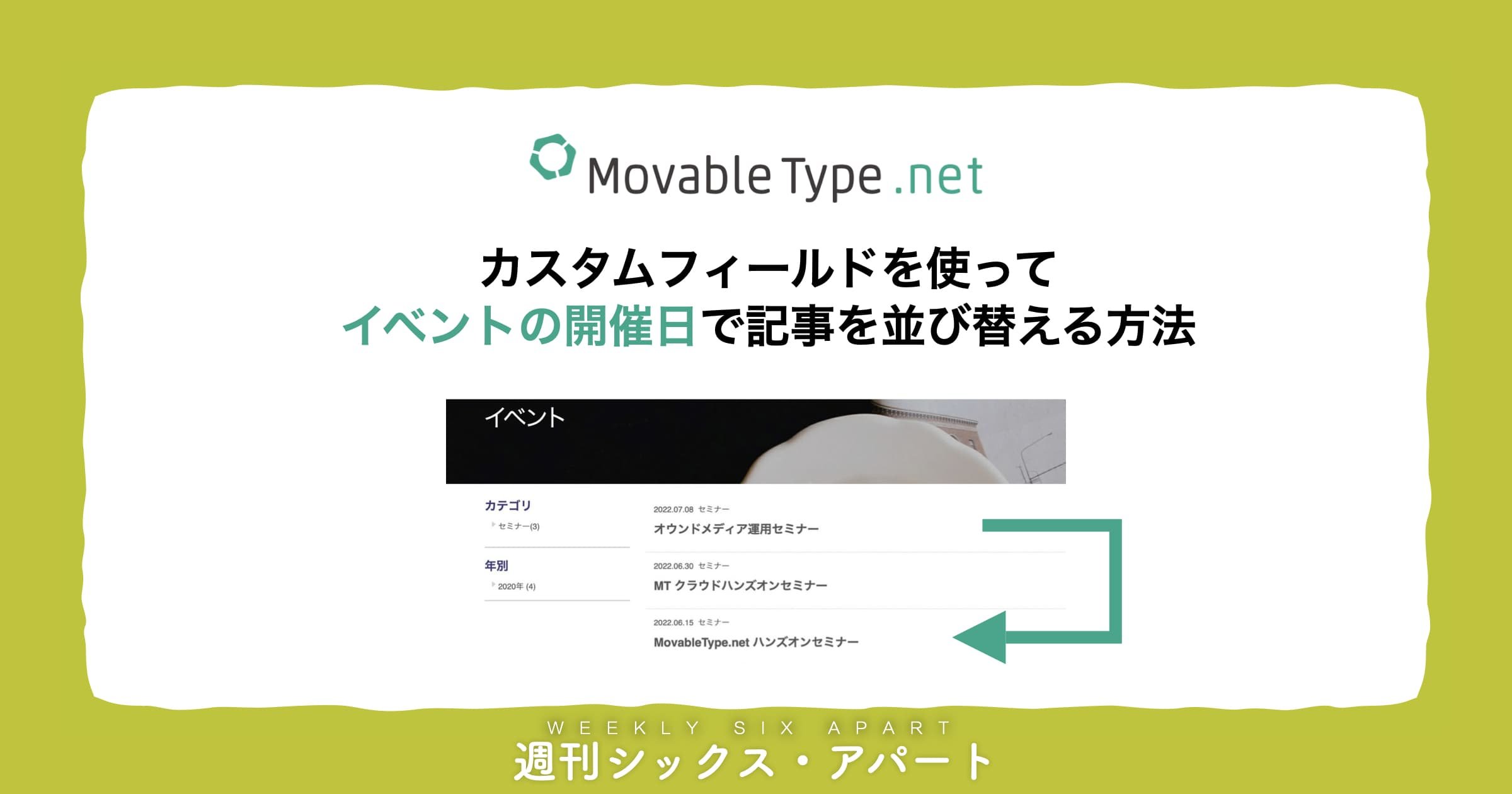 MovableType.net 「カスタムフィールドを使ってイベントの開催日で記事を並び替える方法」の記事を公開しました #週刊SA