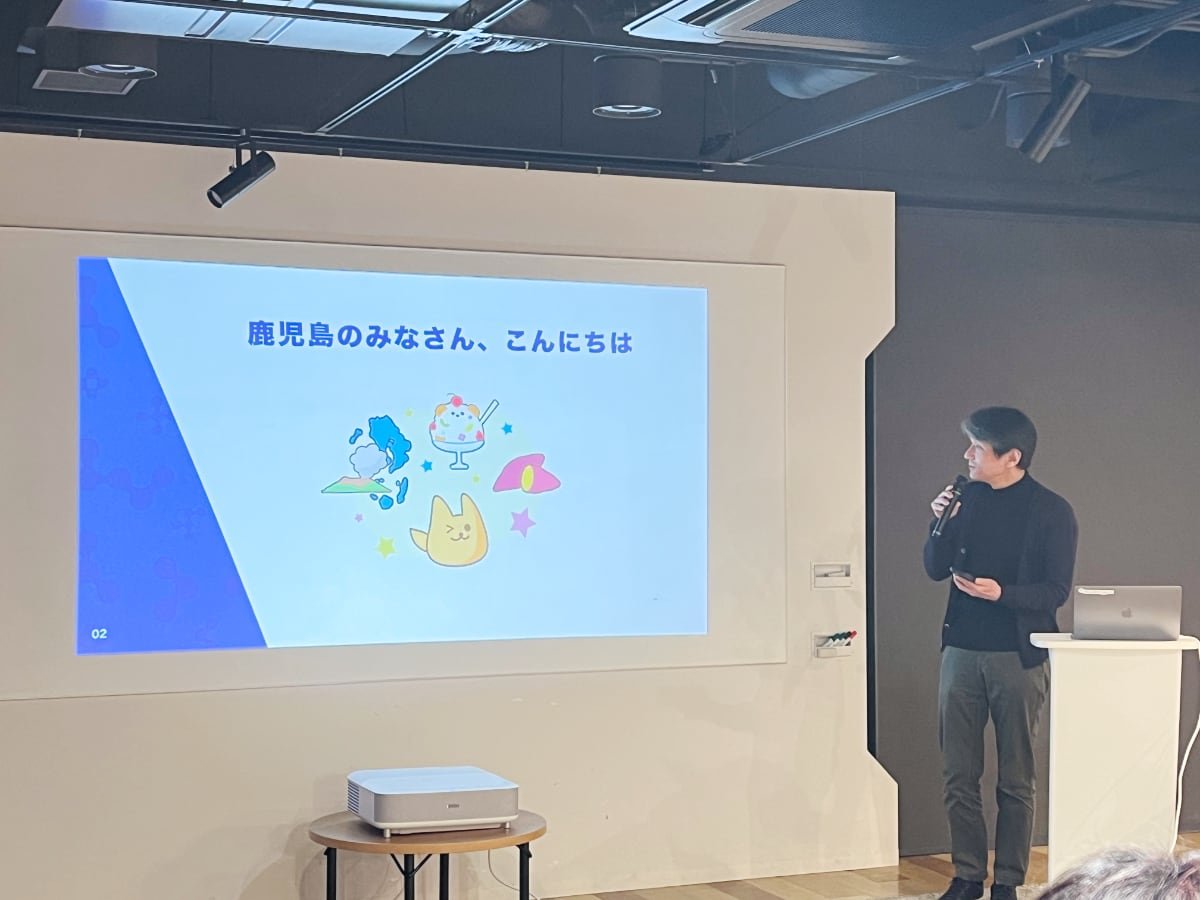シックス・アパート 平田のセッション中の様子 鹿児島の人へ挨拶