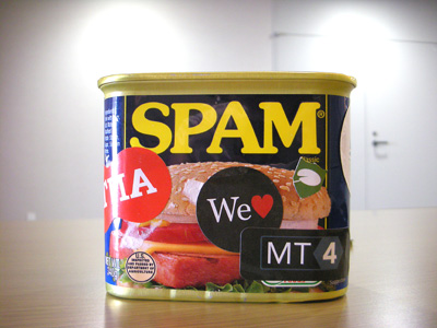 SPAM缶のシール貼付例